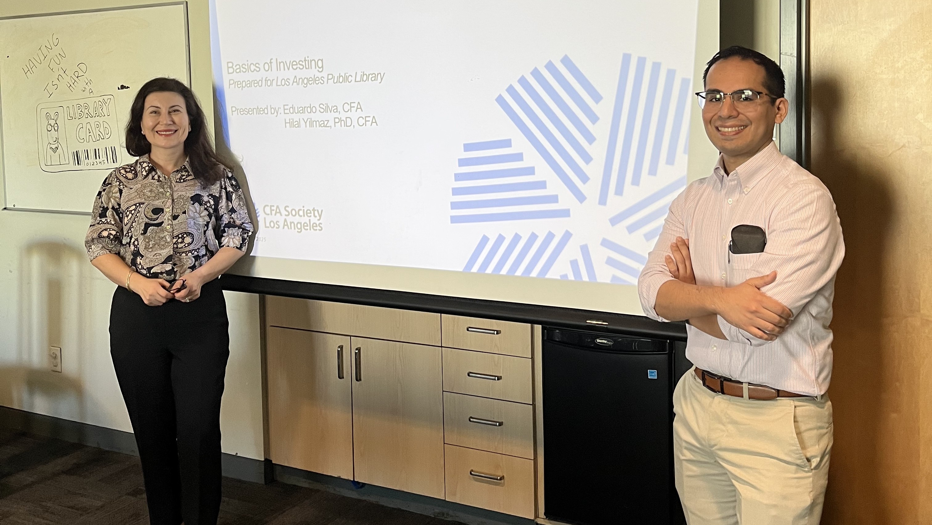 CFA Society Los Angeles volunteers presenting a budgeting and planning program for the Los Angeles Public Library