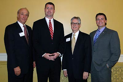 Pictured l-r at the luncheon hosted by CFALA on Veteran's Day are CFALA member Bill Krantz, retired Navy Lt. Cal Quinn, CFALA member Mark Harbour, and Eric Eberth, former Apache attack helicopter pilot.